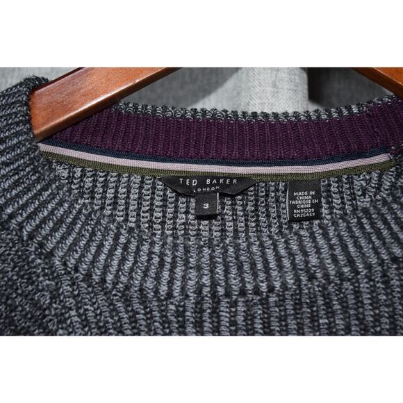 Ted Baker London Gray Textured Knit Sweater Men’s Size 3 Medium - Picture 3 of 4